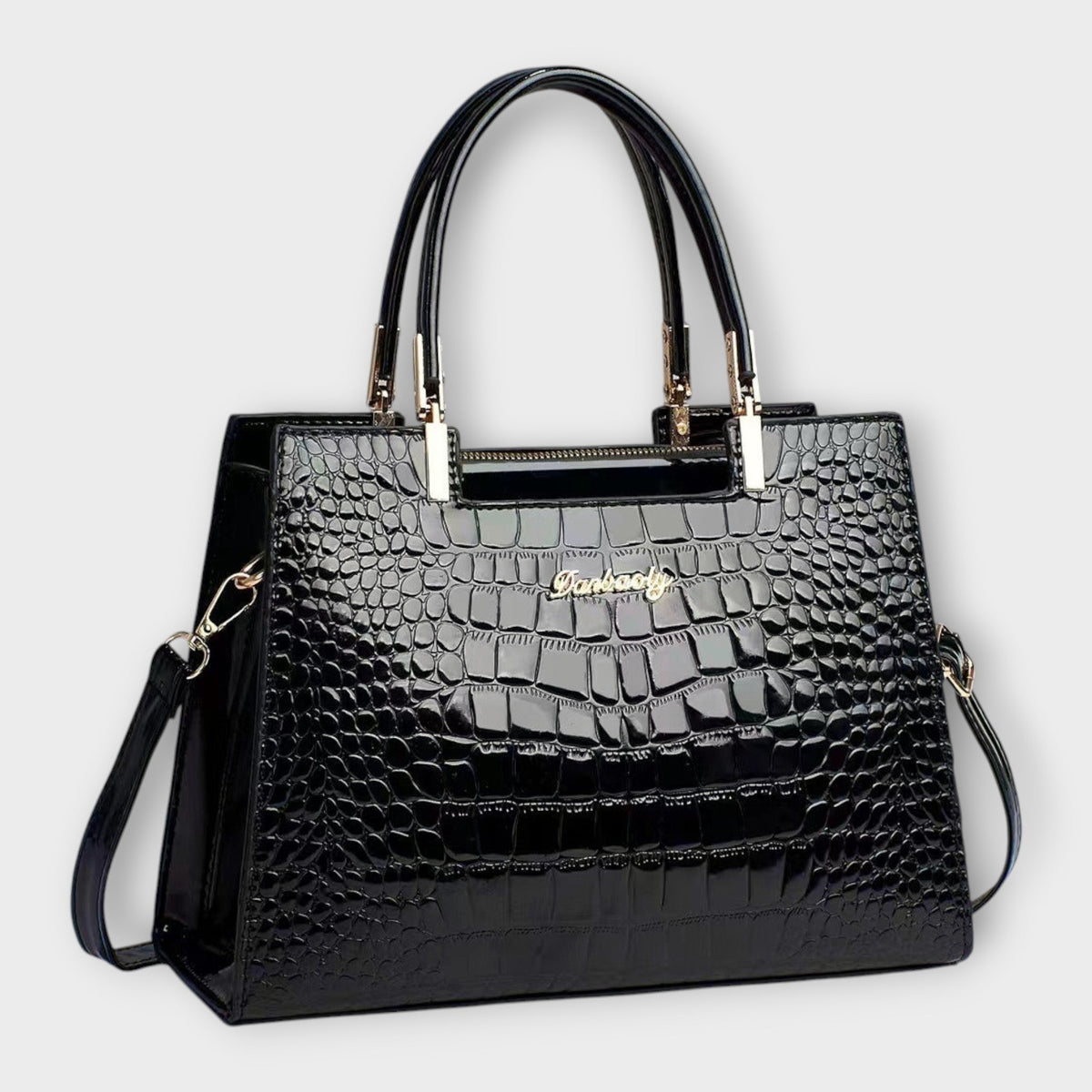 Erain - Bolso brillante en piel con grabado de cocodrilo
