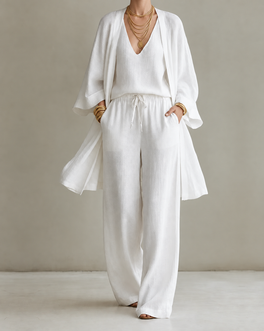 Tanisha | Conjunto de Tres Piezas Efecto Lino