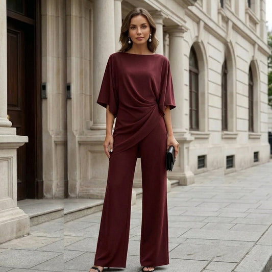 Gabriella | Conjunto de Blusa Drapeada y Pantalón Ancho