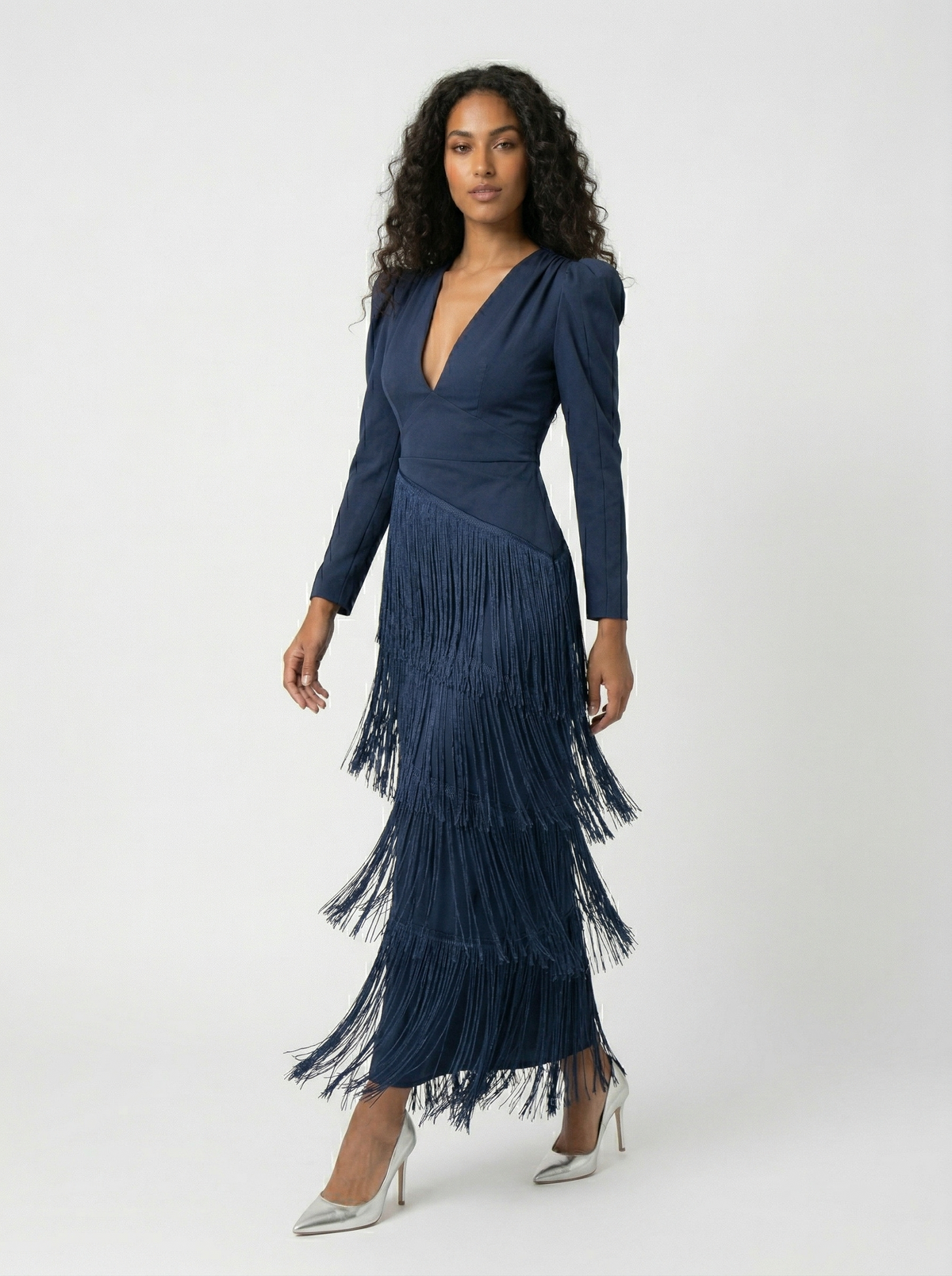 Vestido Elegante Con Flecos