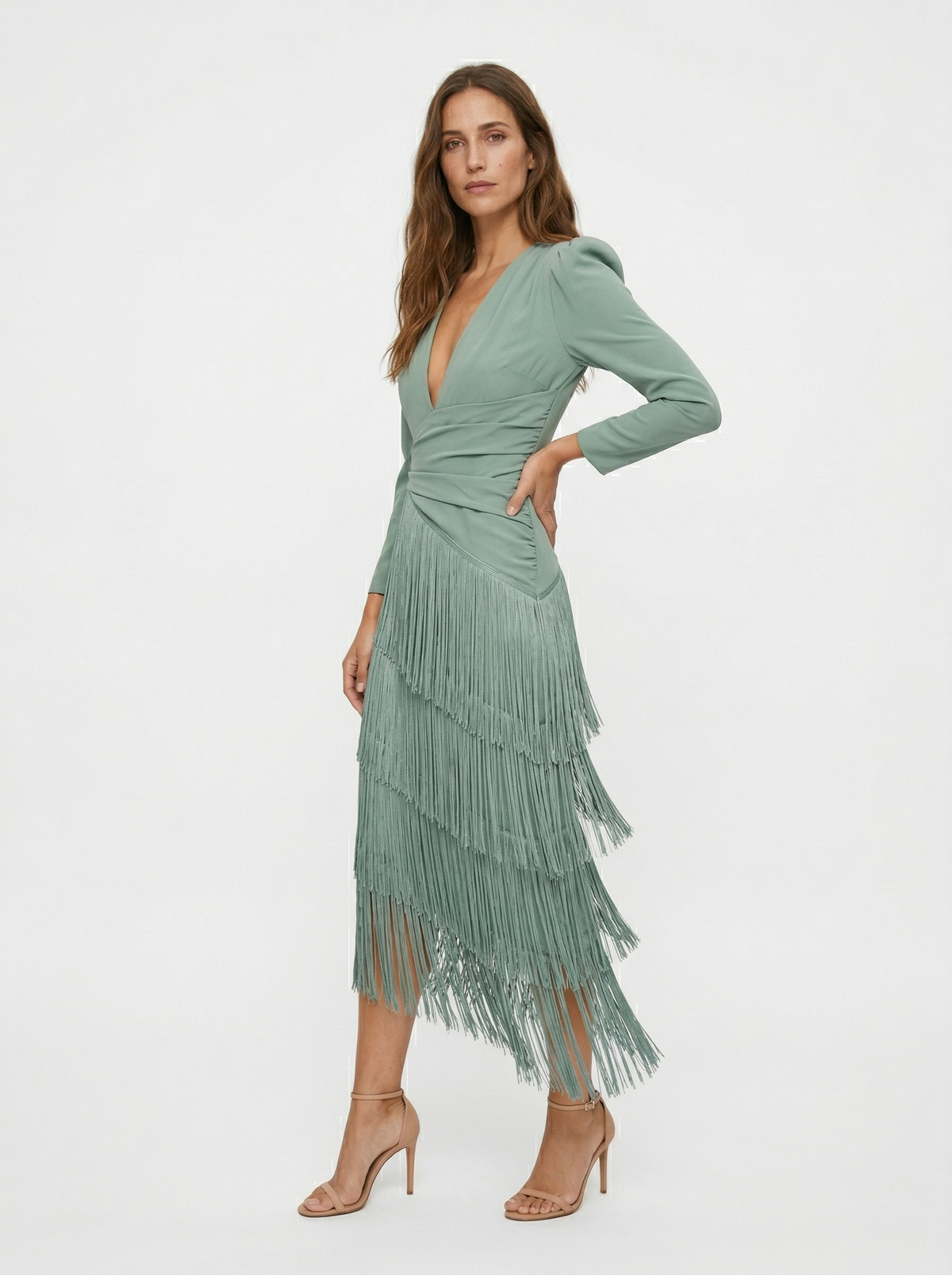 Vestido Elegante Con Flecos