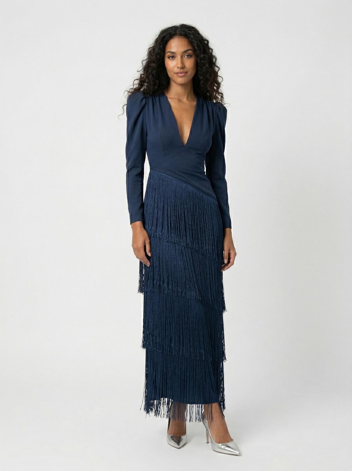 Vestido Elegante Con Flecos