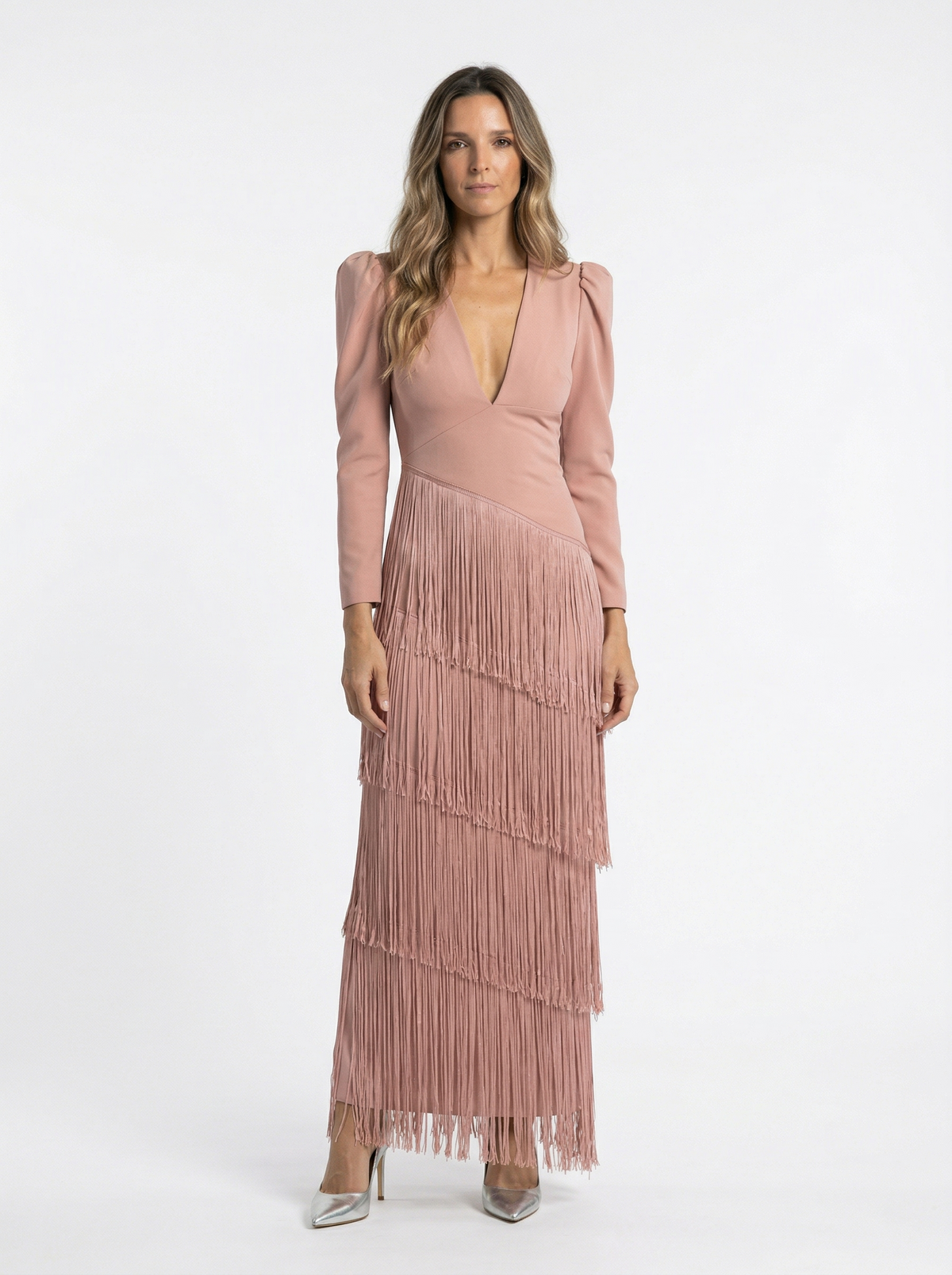 Vestido Elegante Con Flecos