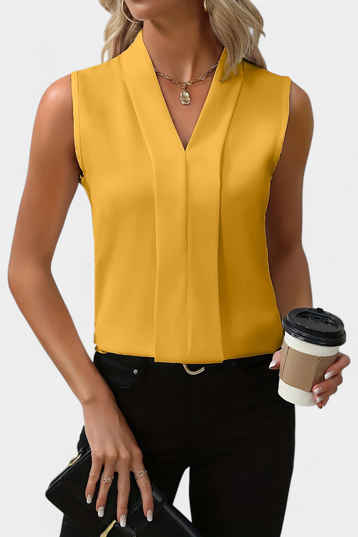 Nela | Blusa Sin Mangas con Escote en V y Corte Vaporoso